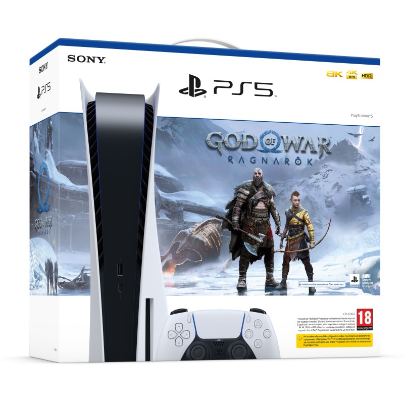 Sony PlayStation 5 Standard + God of War Ragnarök 825 GB Wi-Fi Nero Bianco