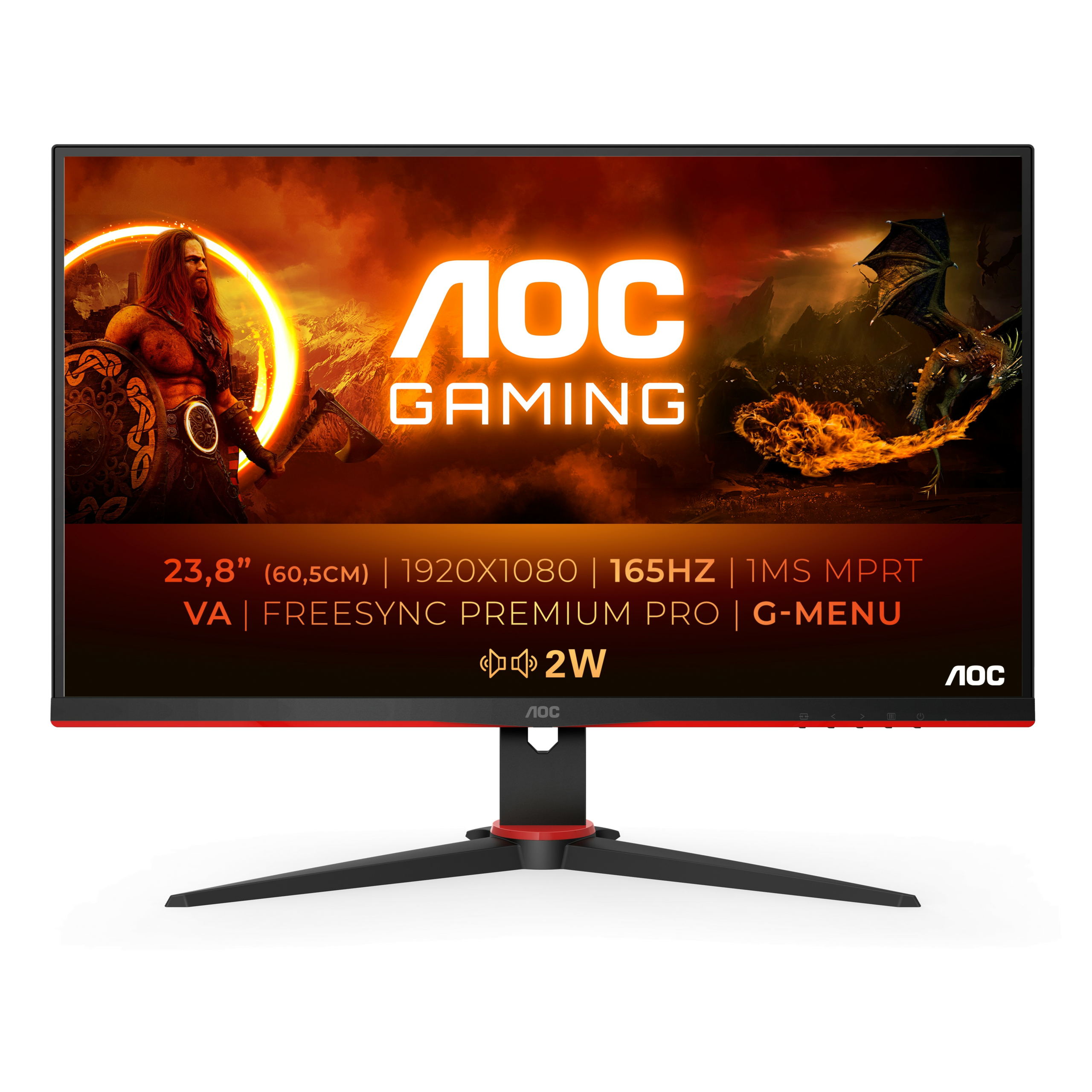 Monitor AOC 24G2SAE/BK 24” FullHD VA AMD Free-Sync Nero/Rosso