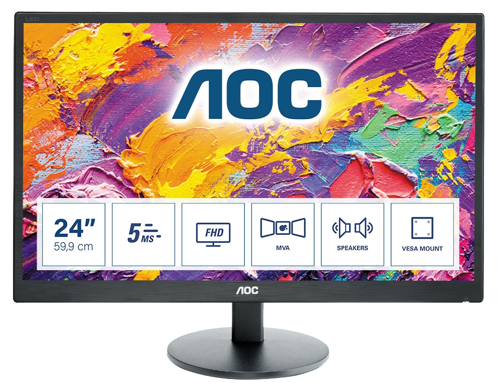 Monitor AOC M2470SWH 24”  FullHD VA HDMI VGA Nero