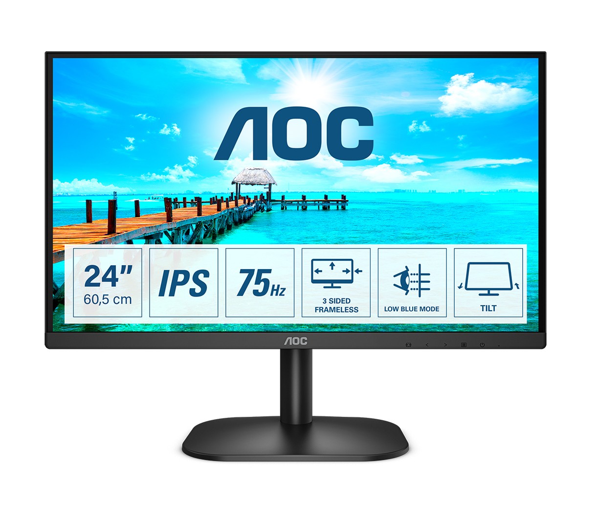 Monitor AOC 24B2XH 24” FullHD IPS HDMI VGA LED Nero