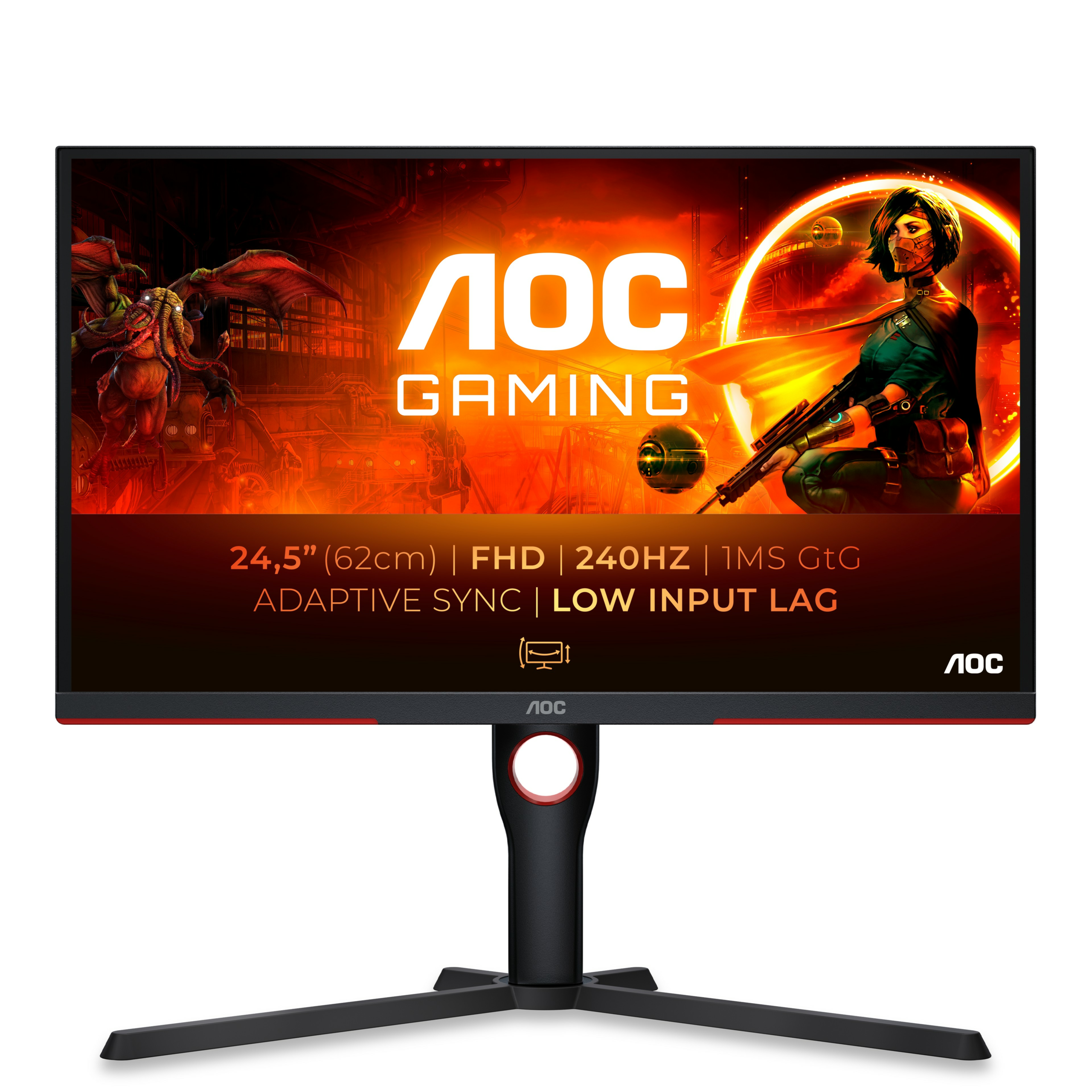 Monitor Gaming 25G3ZM/BK AOC 25” 240 Hz FreeSync VA DP 2xHDMI  Nero/Rosso